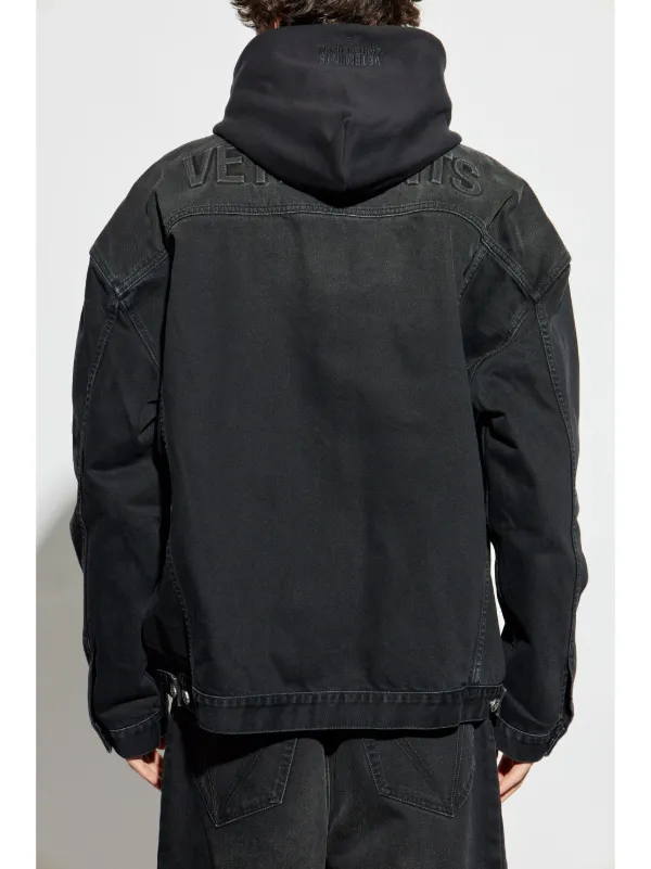 VETEMENTS Hooded Denim Jacket | Black | FARFETCH