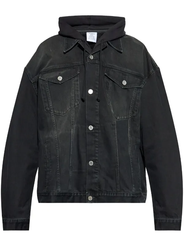 VETEMENTS フーデッド デニムジャケット | ブラック | FARFETCH JP