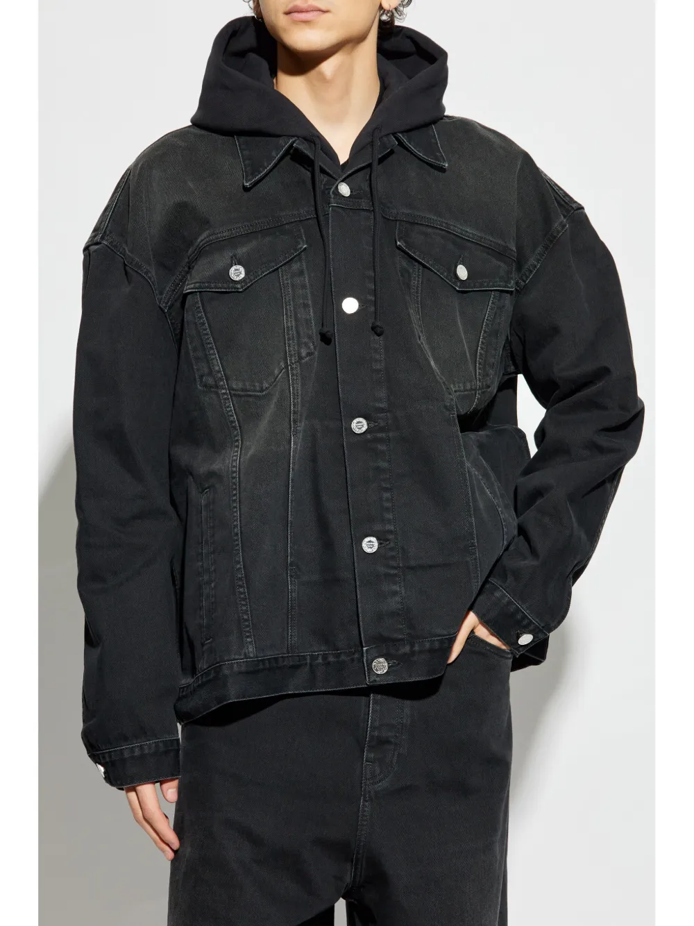 VETEMENTS Hooded Denim Jacket Schwarz FARFETCH DE