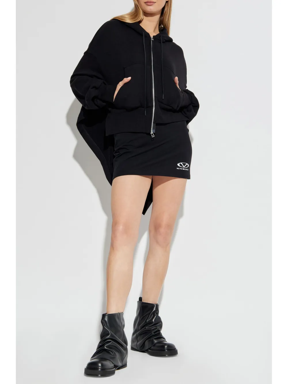VETEMENTS Mini-rok met logoprint - Zwart