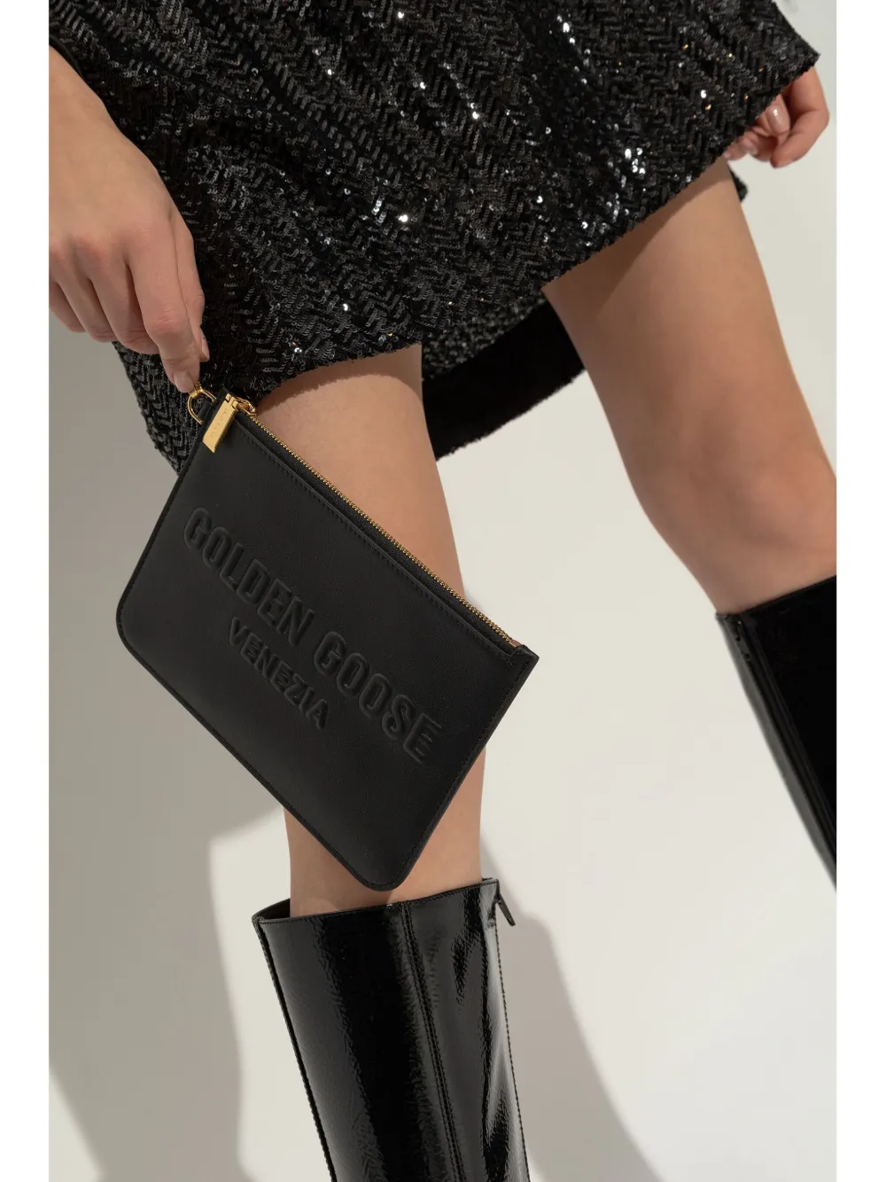 Golden Goose Clutch met logo-reliëf - Zwart