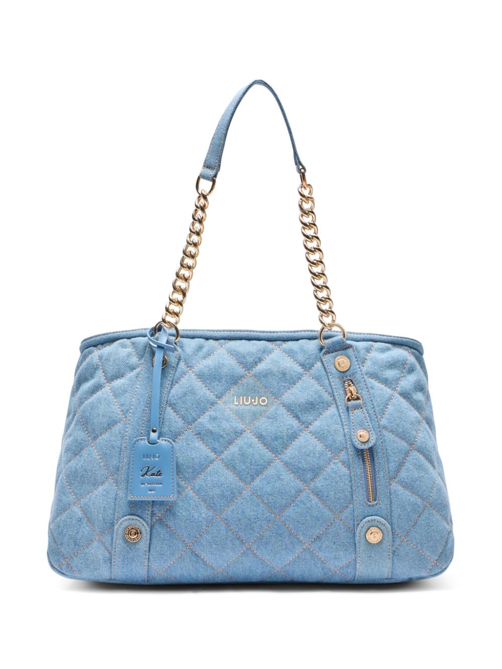 quilted denim tote bag