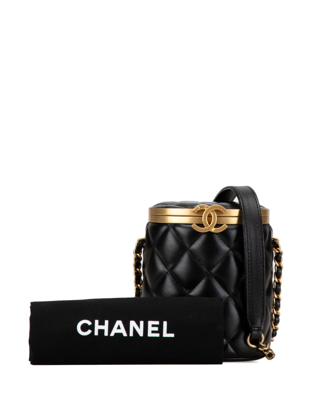 CHANEL Pre-Owned 2021-2024 Mini Lambskin Crown Box crossbody bag - Zwart