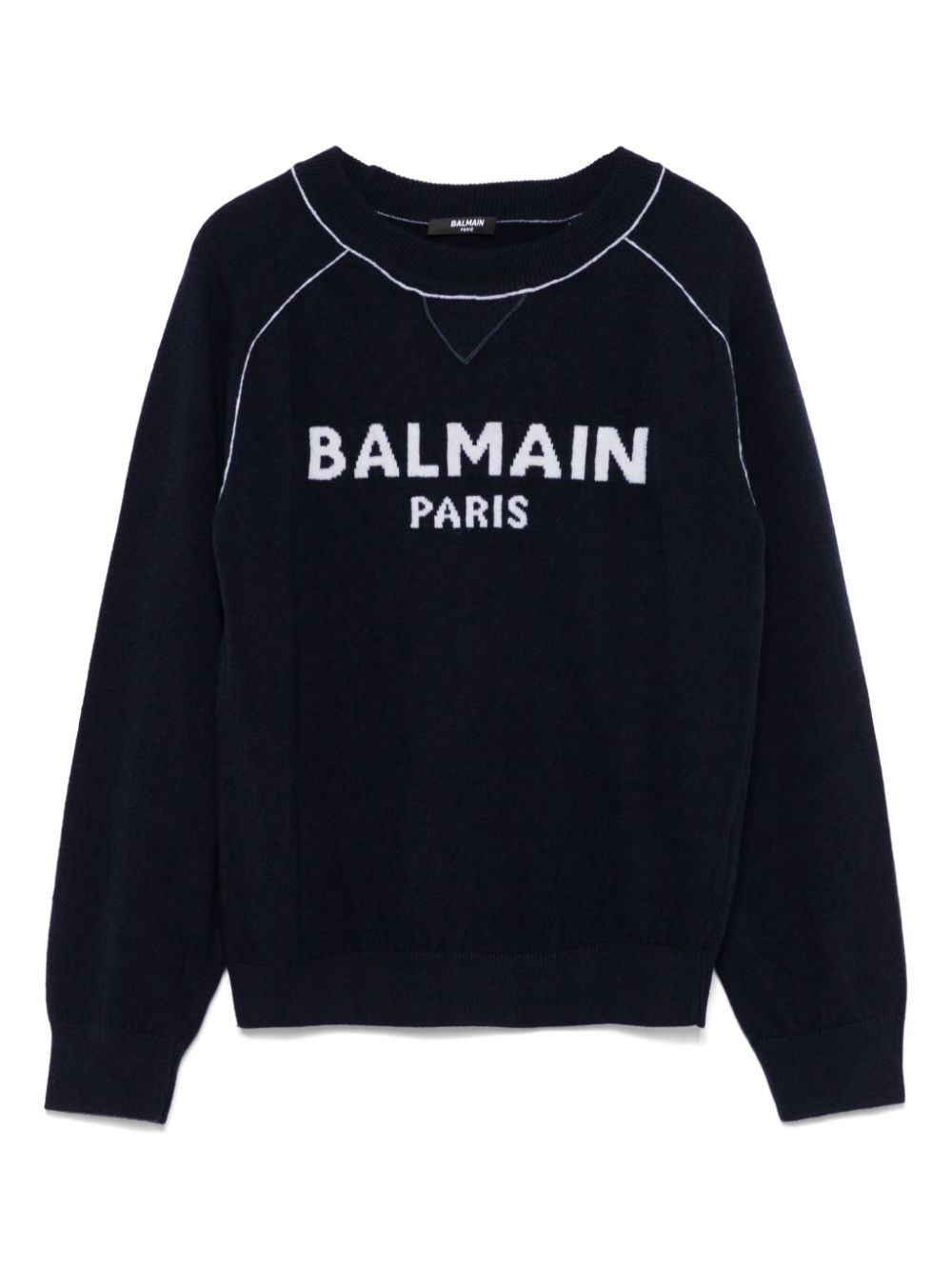 Balmain Kids logo-jacquard sweater - Blue