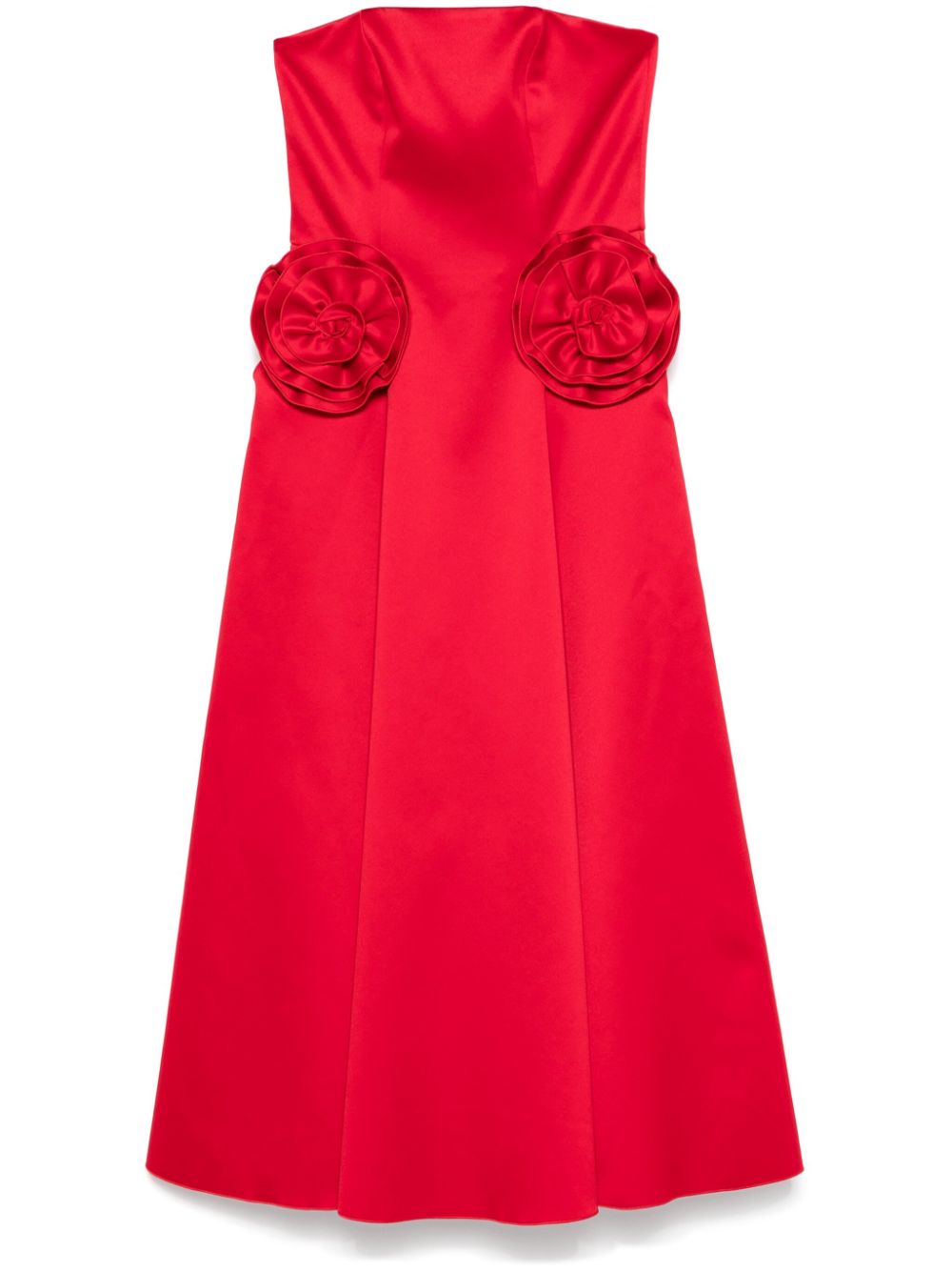 NISSA floral-appliqué midi dress - Red