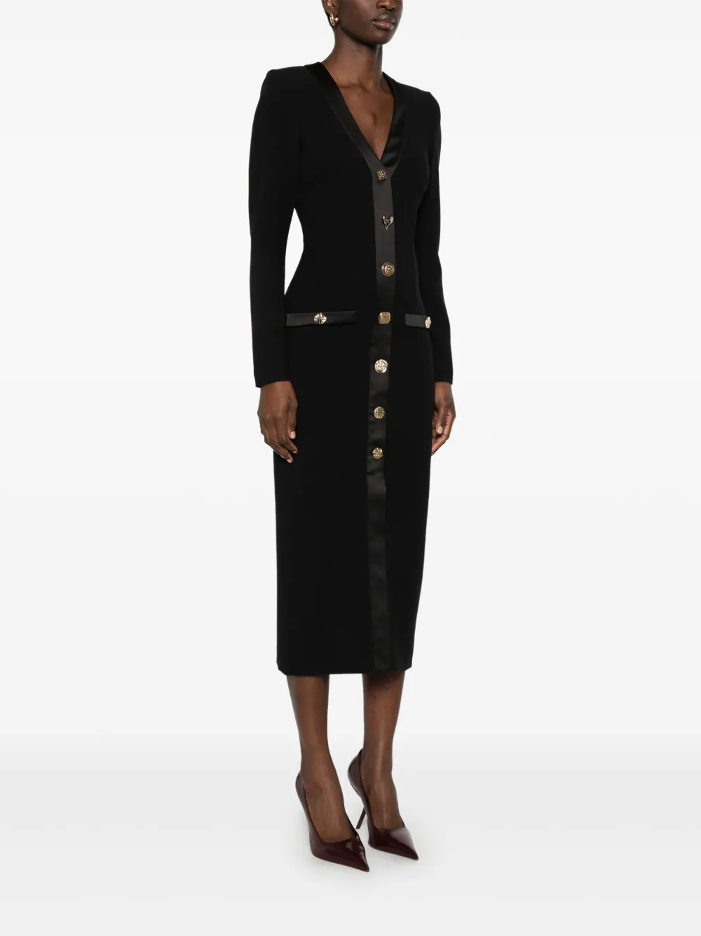 NISSA V-NECK MIDI DRESS