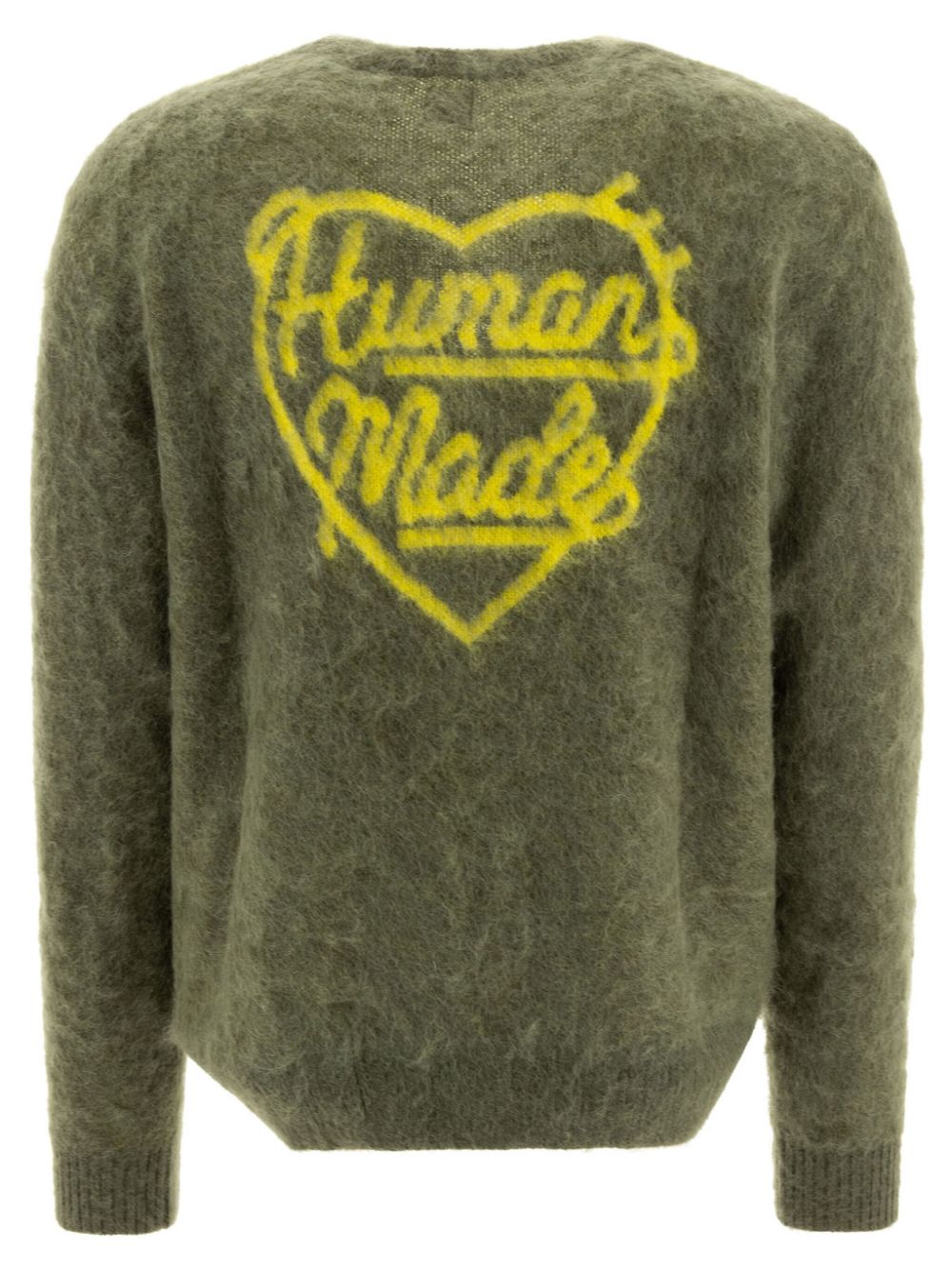 Human Made logo-intarsia cardigan - Groen