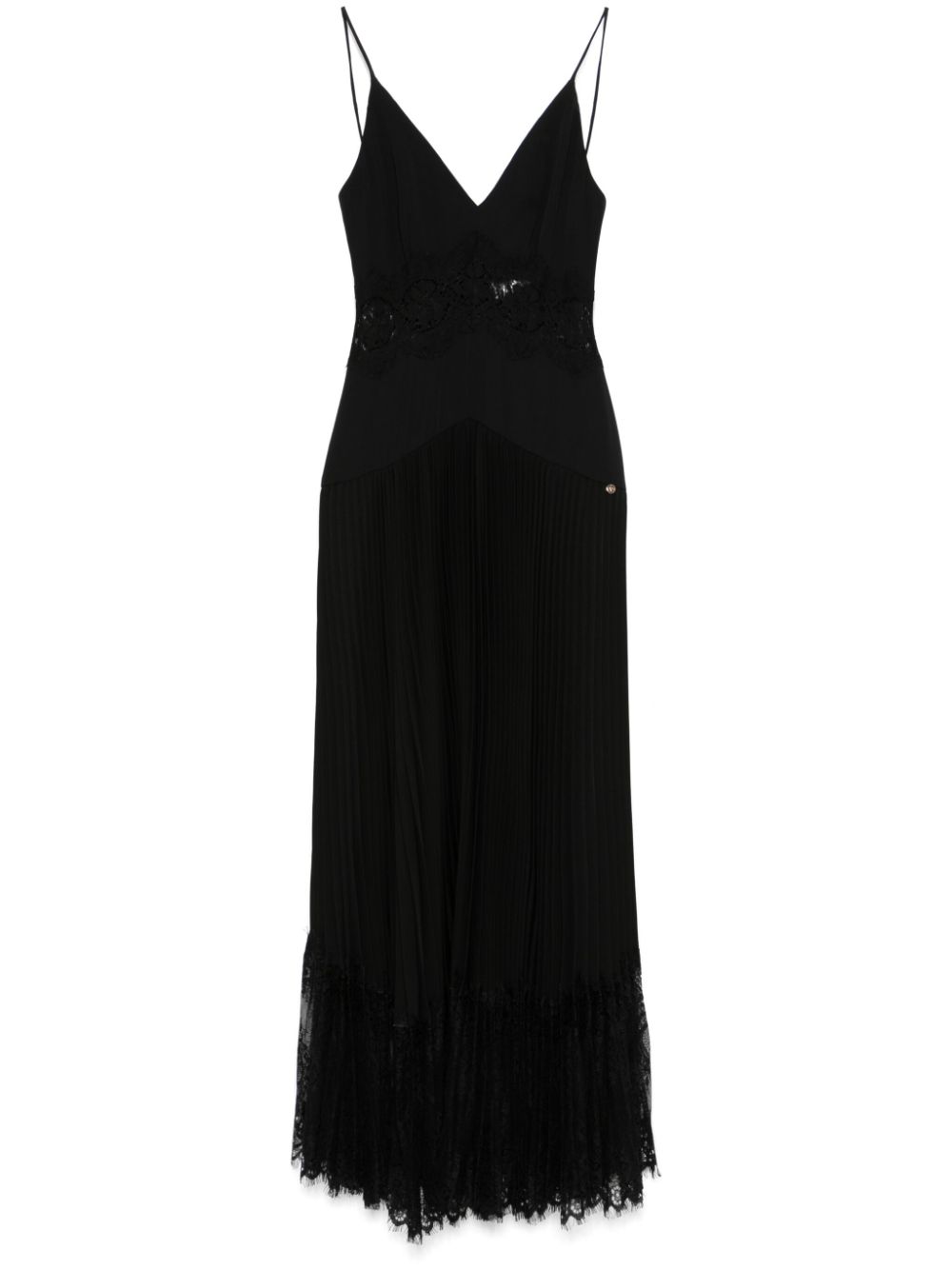 NISSA lace-panel midi dress - Black