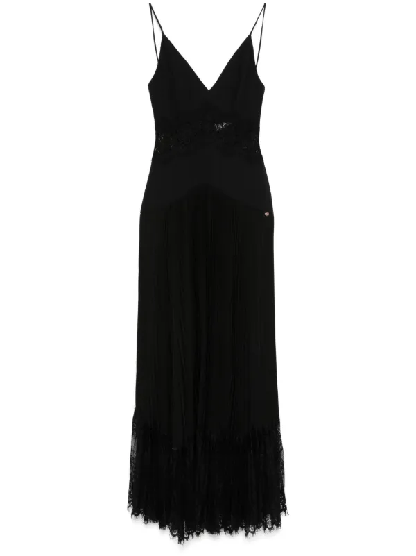 Nissa Lace-panel Midi Dress - Black