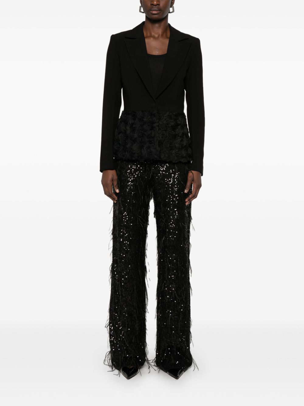 NISSA sequin-embellished trousers - Black