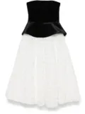NISSA petal-layered velvet midi dress - Black