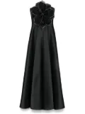 NISSA floral-appliqué maxi dress - Black