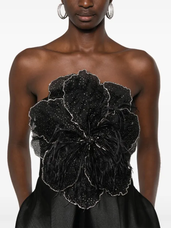 NISSA floral-appliqu Maxi Dress | Black | FARFETCH