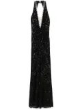NISSA sequinned halterneck maxi dress - Black