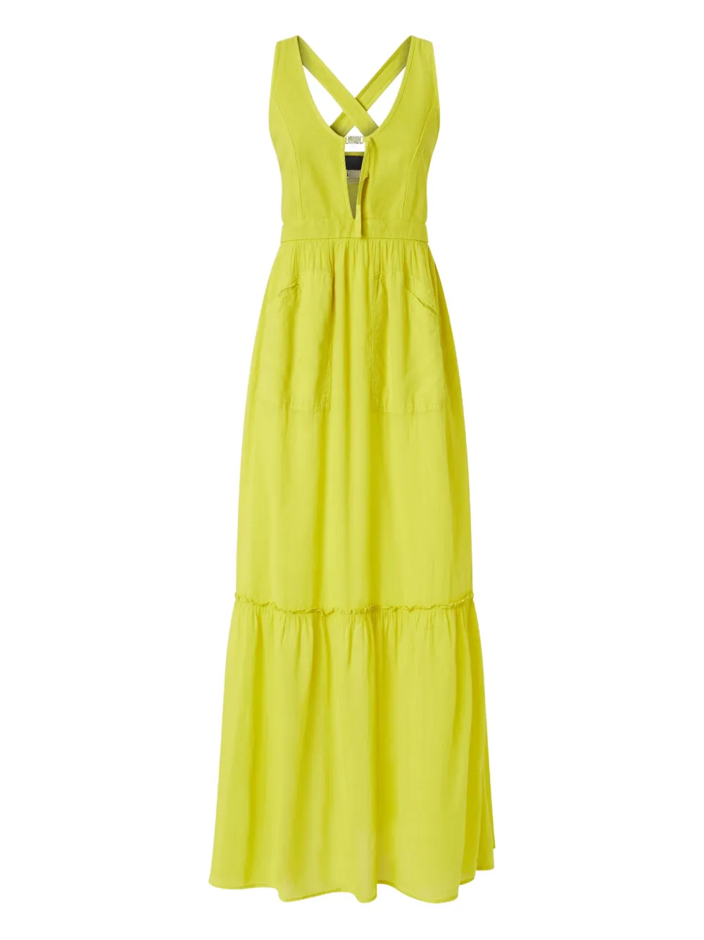 PINKO cross-back tiered maxi dress Geel