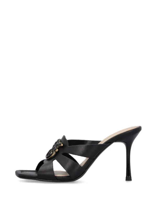 PINKO Love Birds-plaque Sandals | Black | FARFETCH