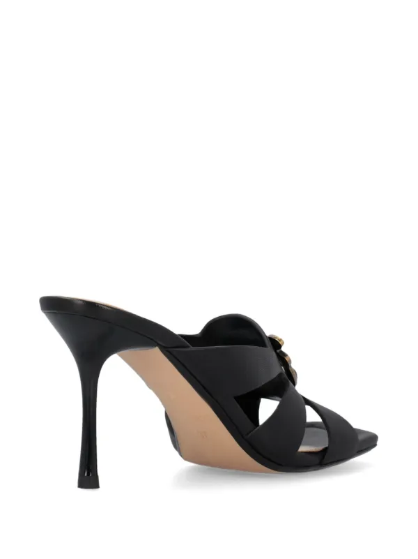 サンダル・ミュール PINKO Laminated leather sandals Argento Pinko Laminated Mirror-effect Sandals In Argento | ModeSens