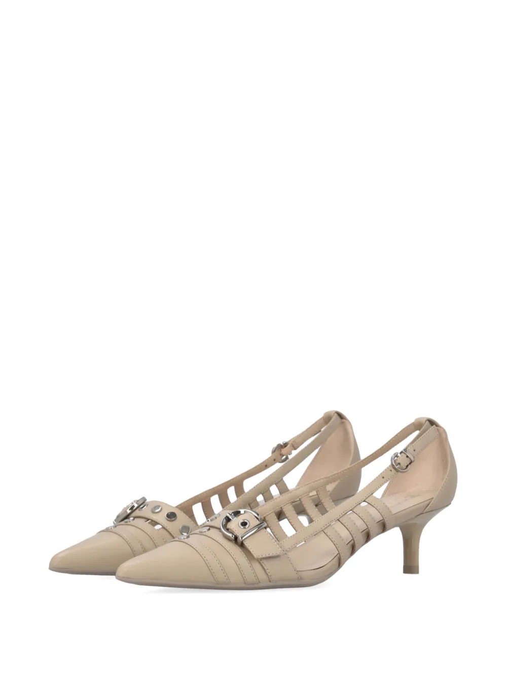 PINKO Leren pumps met bandjes Beige