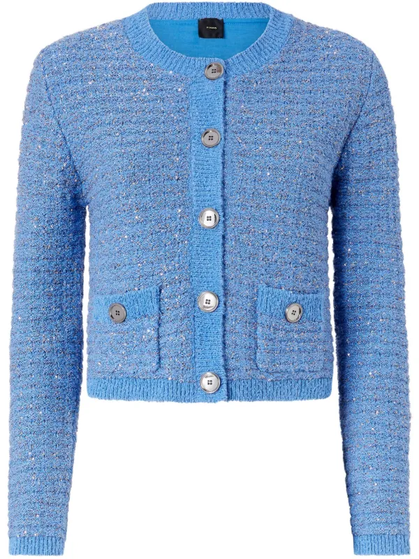 PINKO Cropped Tweed Jacket Blue FARFETCH AE