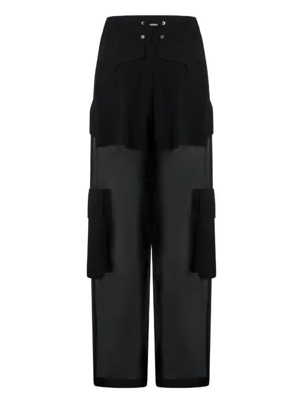 PINKO Sheer Cargo Pants | Black | FARFETCH