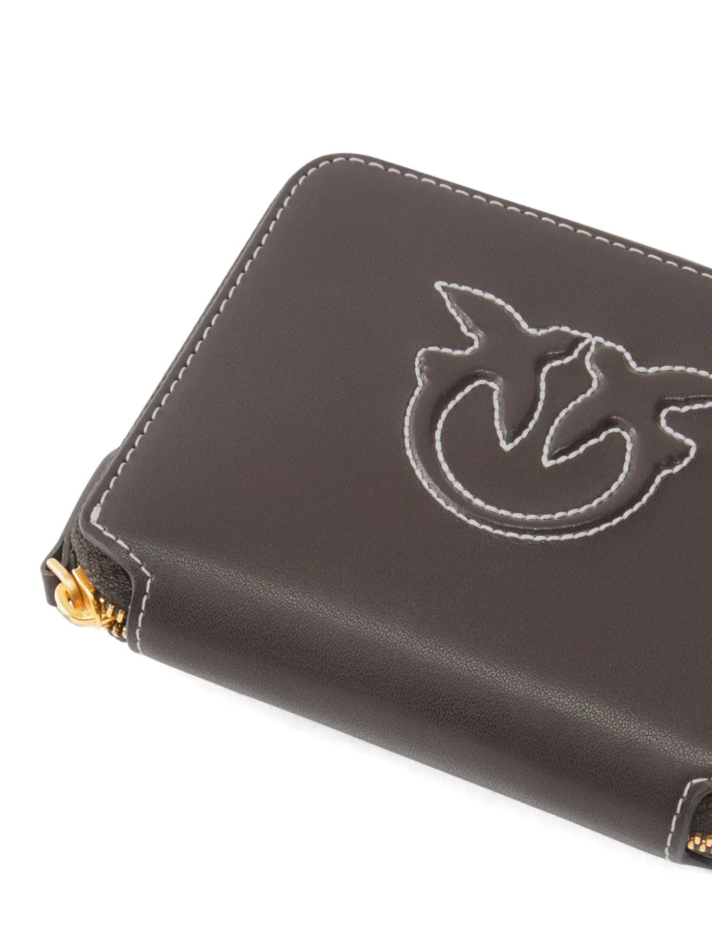 PINKO Portemonnee met geborduurd logo en rits Bruin