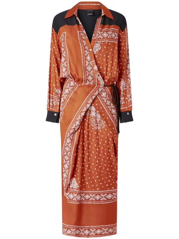 PINKO bandana-print Dress | Brown | FARFETCH