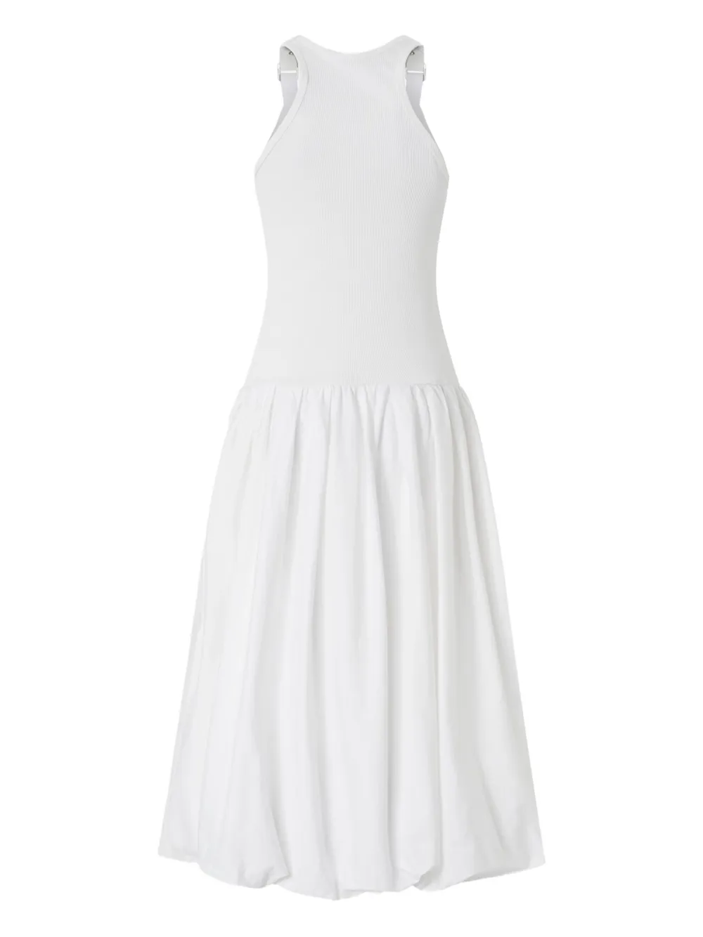 PINKO buckle-strap gathered midi dress Wit