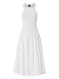 PINKO buckle-strap gathered midi dress - White