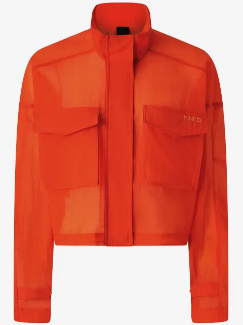 PINKO logo-embroidered cropped jacket