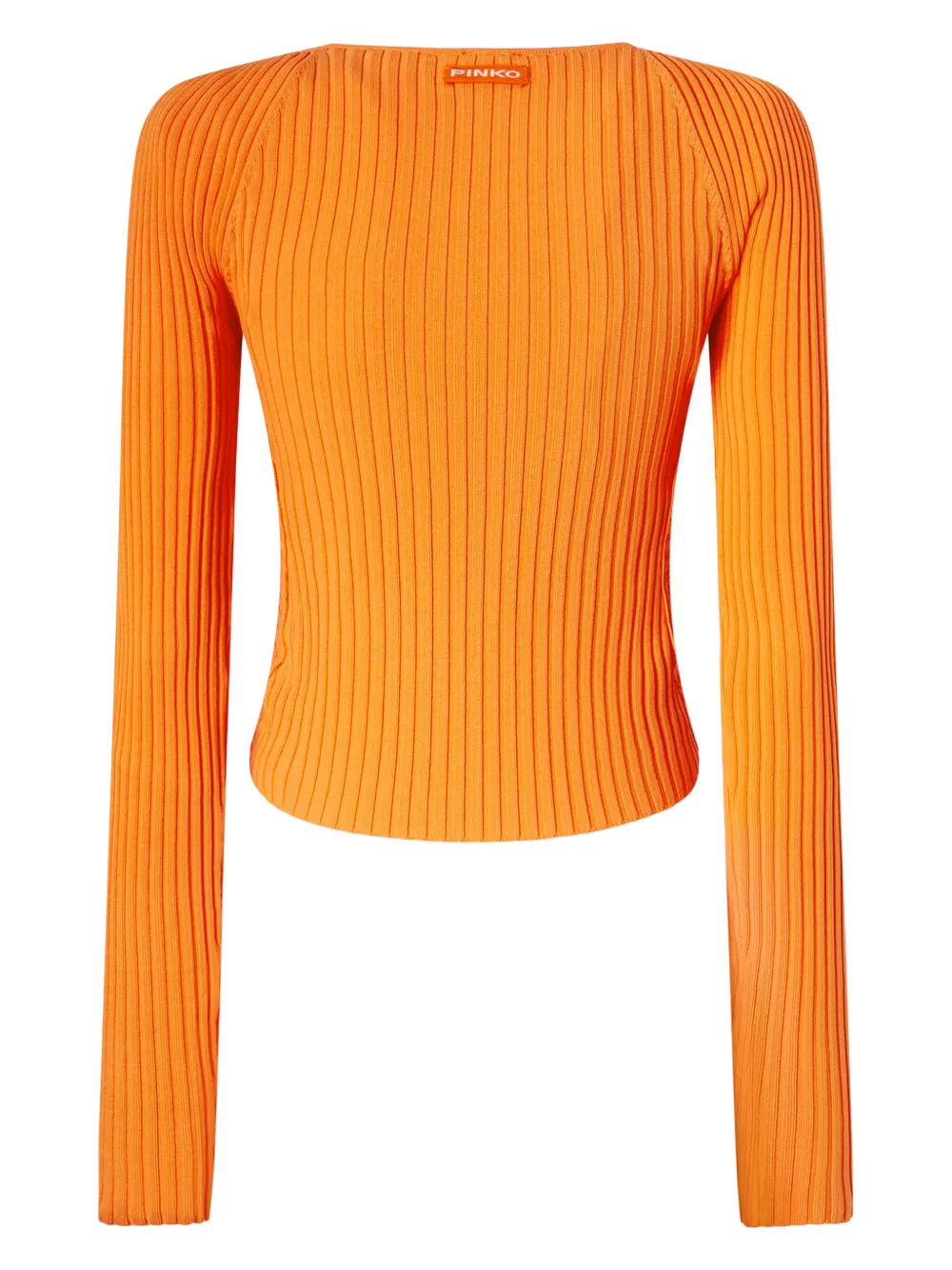 Shop Pinko V-neck Ribbed Cardigan In Orange