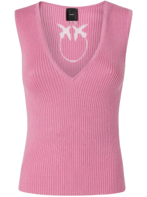 Haut nervuré à design sans manches - PINKO - Modalova