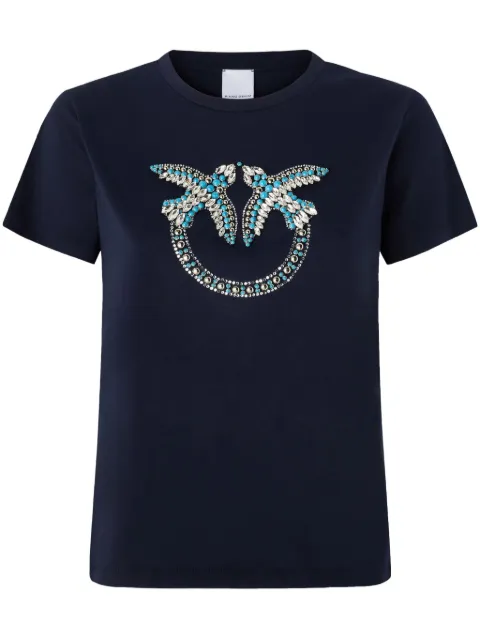 PINKO playera con bordado Love Birds