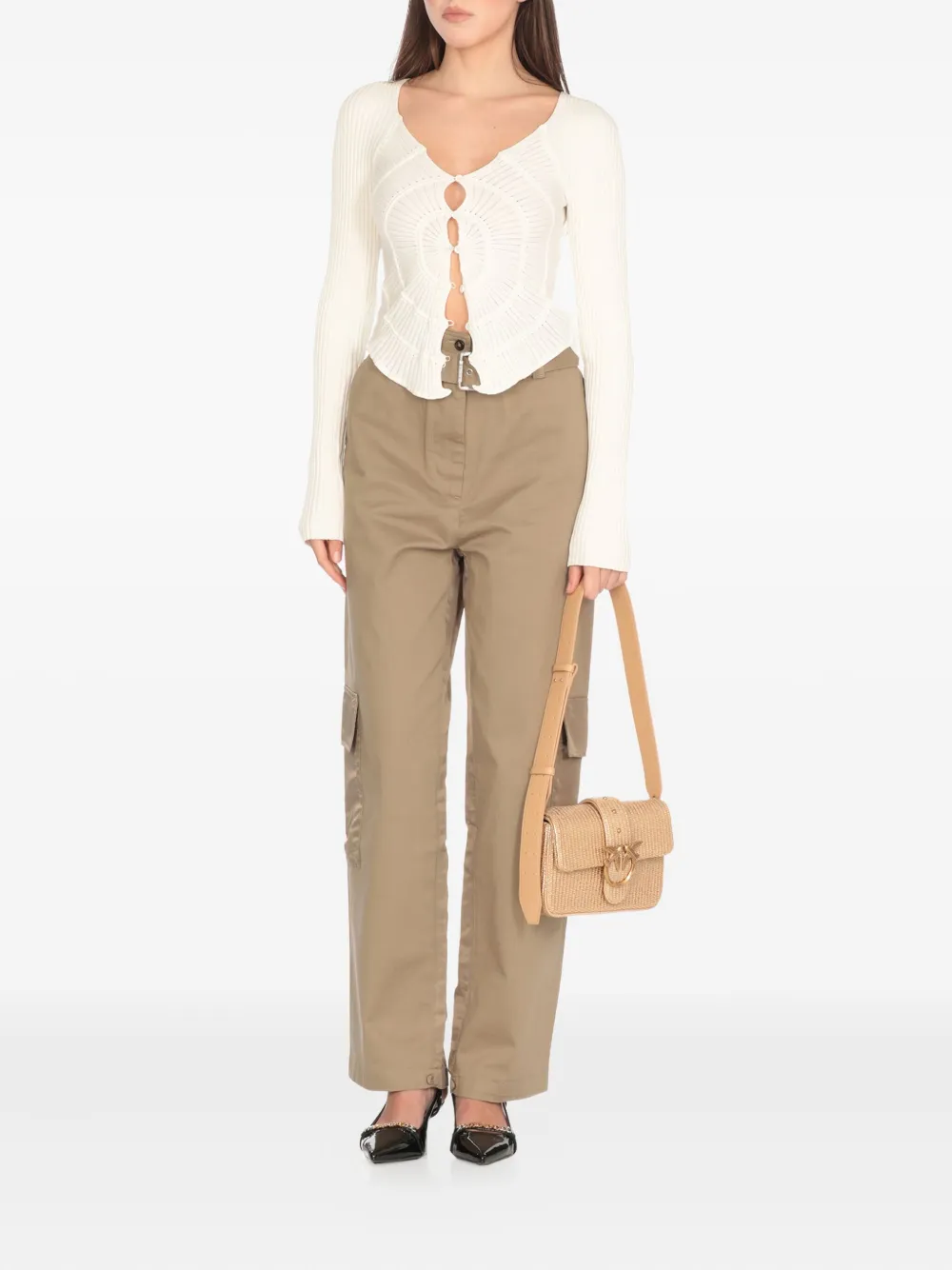 PINKO Geribbeld vest Wit