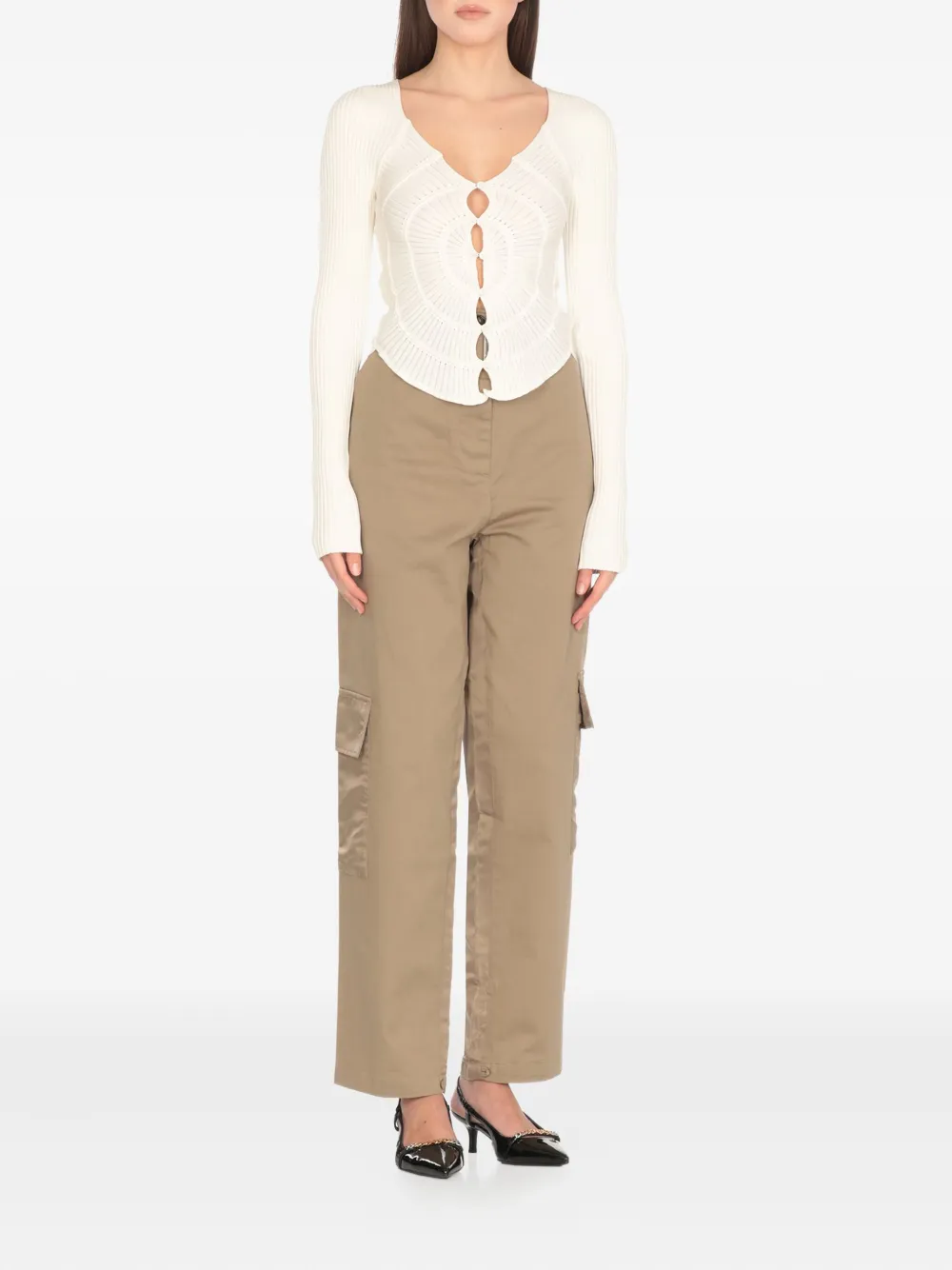 PINKO Geribbeld vest Wit
