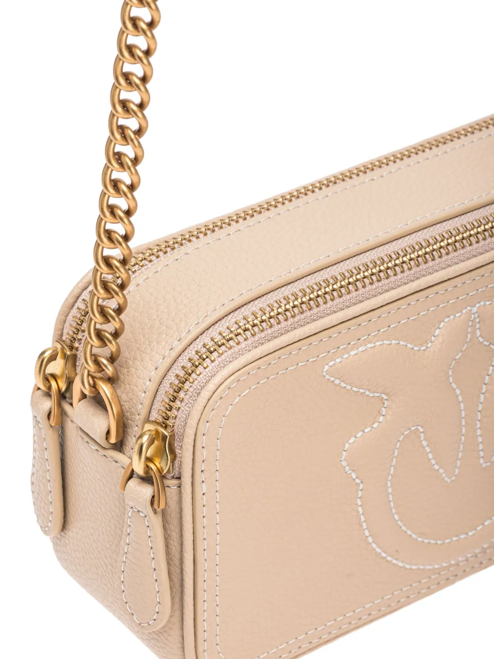 PINKO Kleine crossbodytas met logo-reliëf Beige