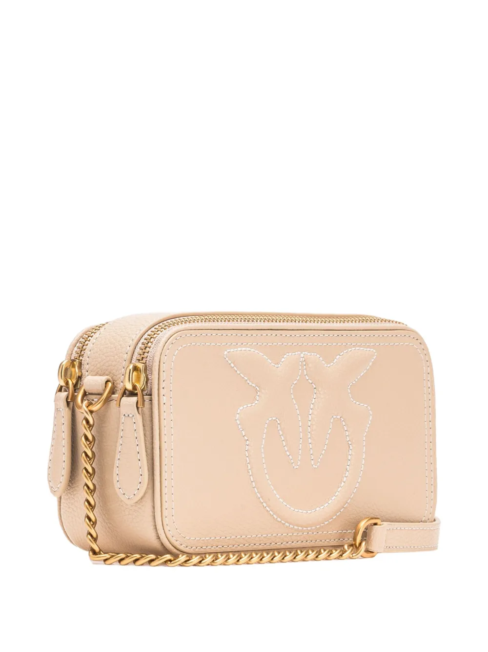 PINKO Kleine crossbodytas met logo-reliëf Beige
