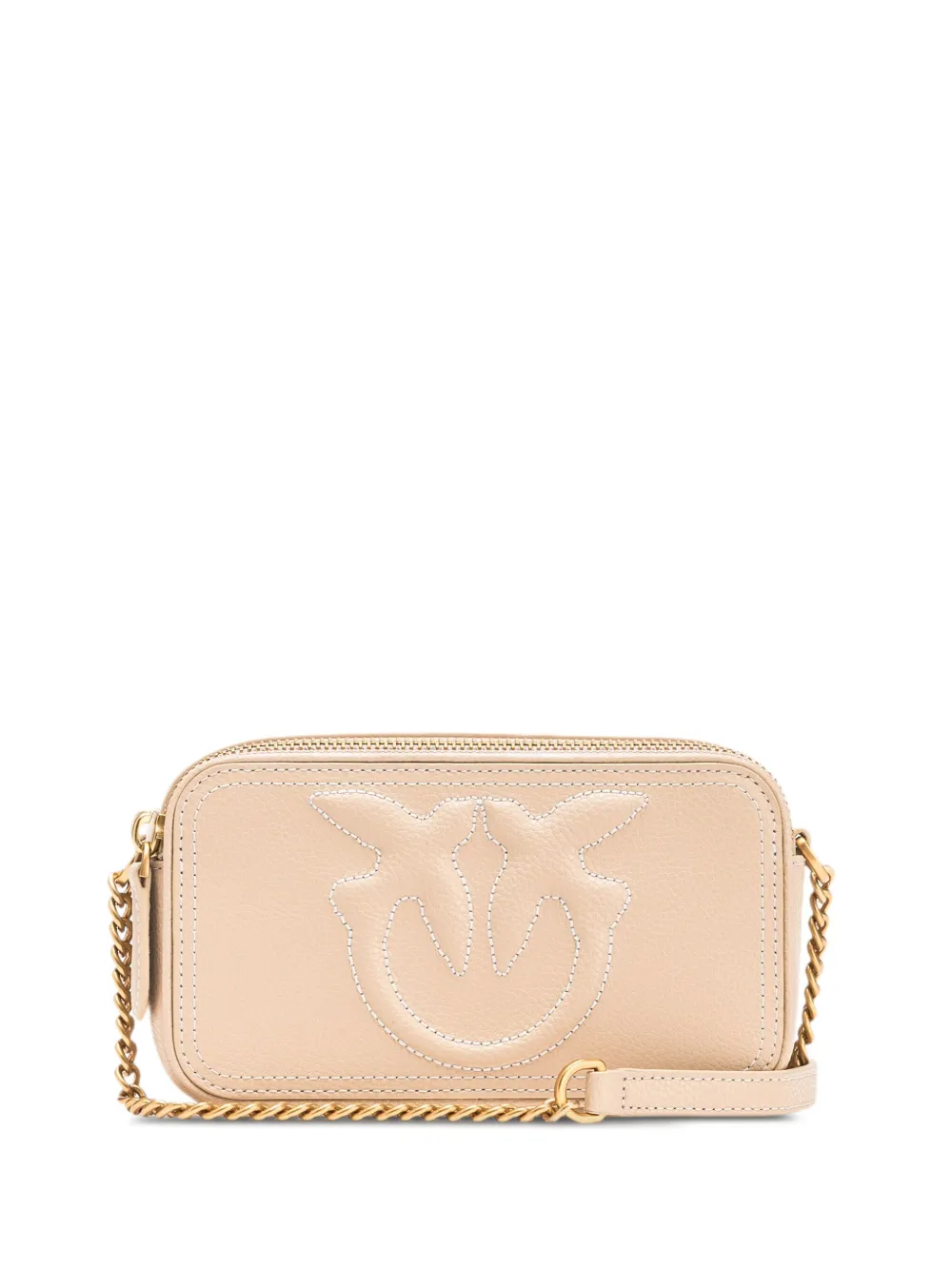 PINKO Kleine crossbodytas met logo-reliëf Beige