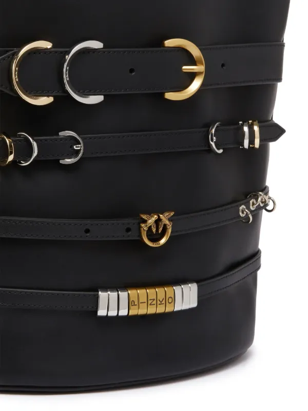 【関税&送料込】Pinko Belts Black Pinko Love Berry H2 Strass Black Belt | italist