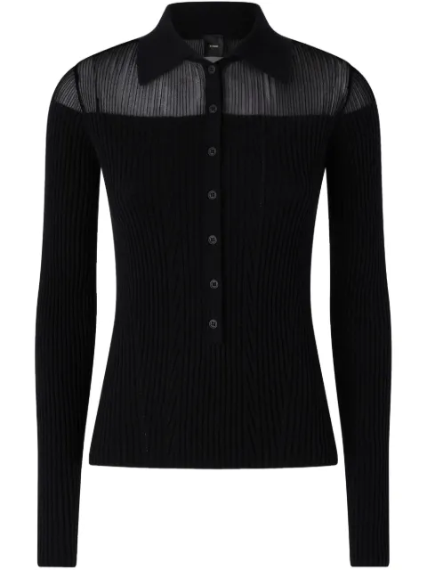 PINKO ribbed long-sleeved polo shirt 