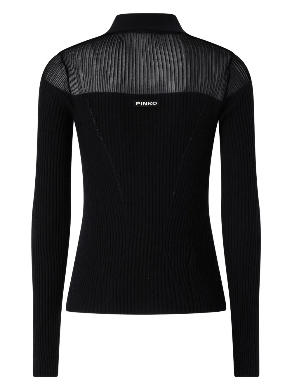 PINKO ribbed long-sleeved polo shirt - Zwart