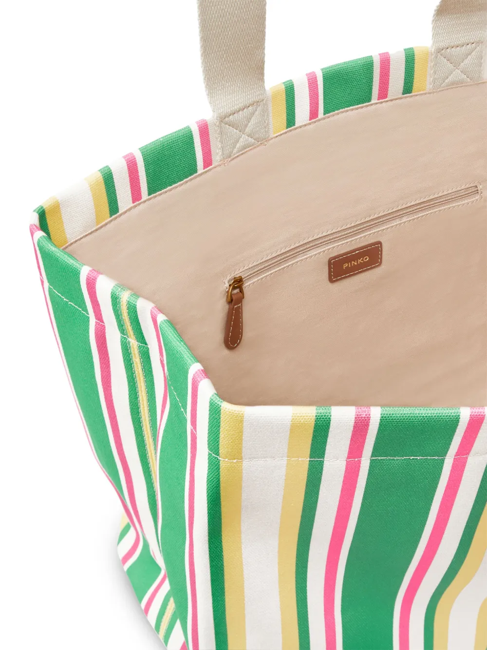 PINKO Gestreepte shopper Groen
