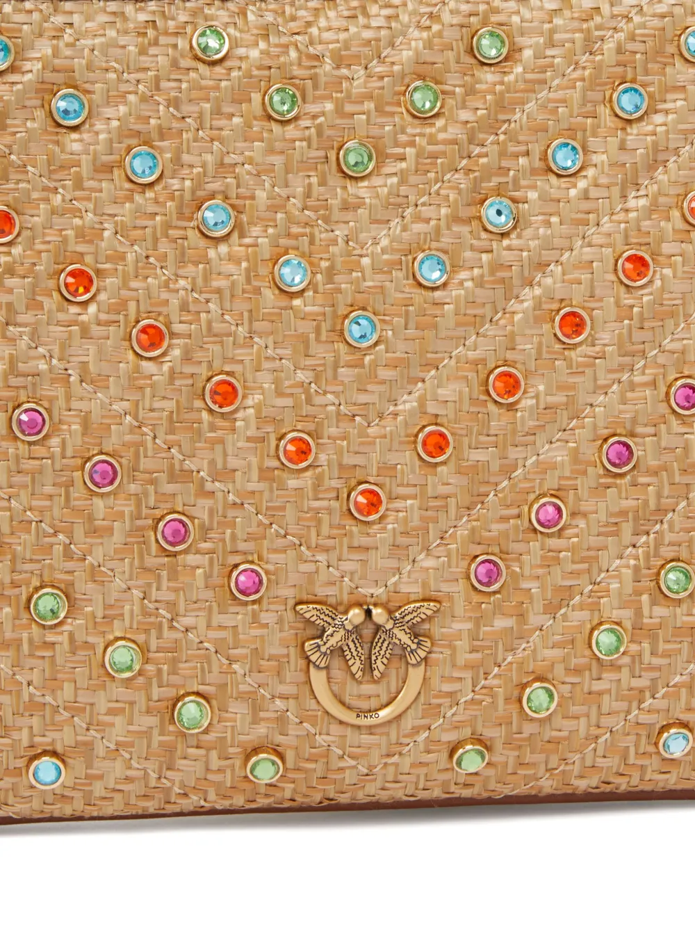 PINKO Clutch verfraaid met stras Beige