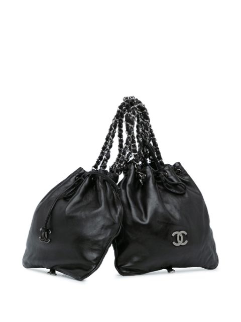 Affordable HOT SALE CHANEL 2006-2008 CC Calfskin Dual Twin Chain handbag Women