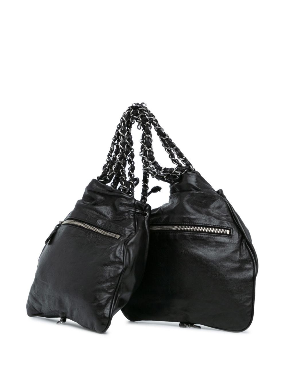 Affordable HOT SALE CHANEL 2006-2008 CC Calfskin Dual Twin Chain handbag Women