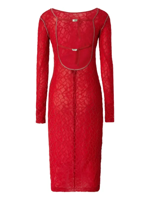 Pinko Lace Midi Dress - Red
