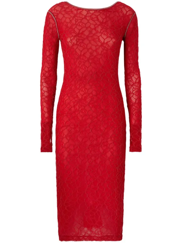 chinese dress ladies Miss Circle Women Udaya Burgundy Lace Long Sleeve Maxi Dress