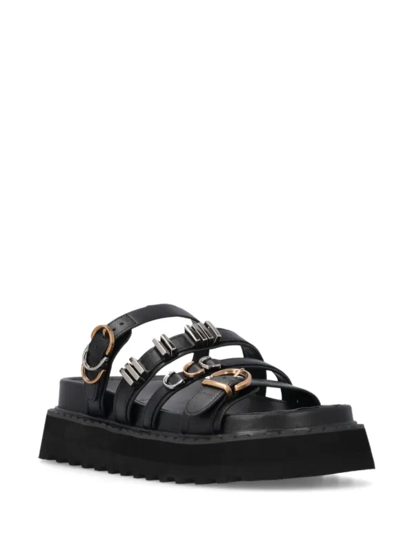 PINKO multi-straps Leather Sandals Black FARFETCH ID