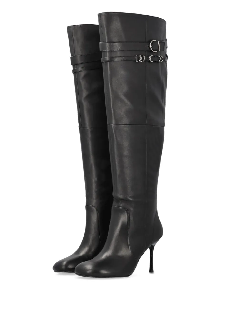 PINKO leather knee-length boots Black