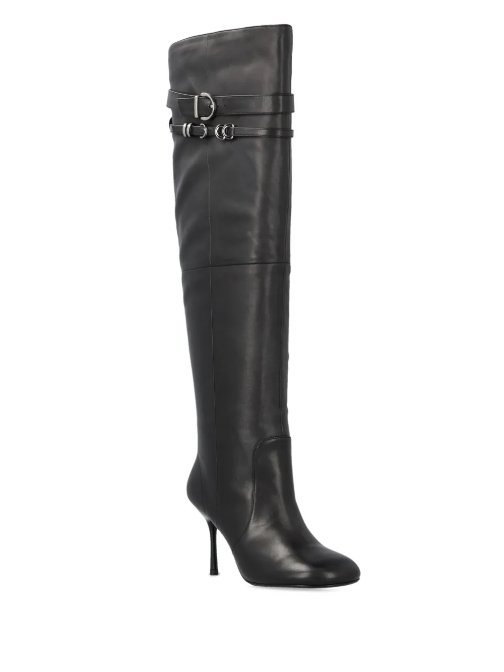 PINKO leather knee-length boots Black