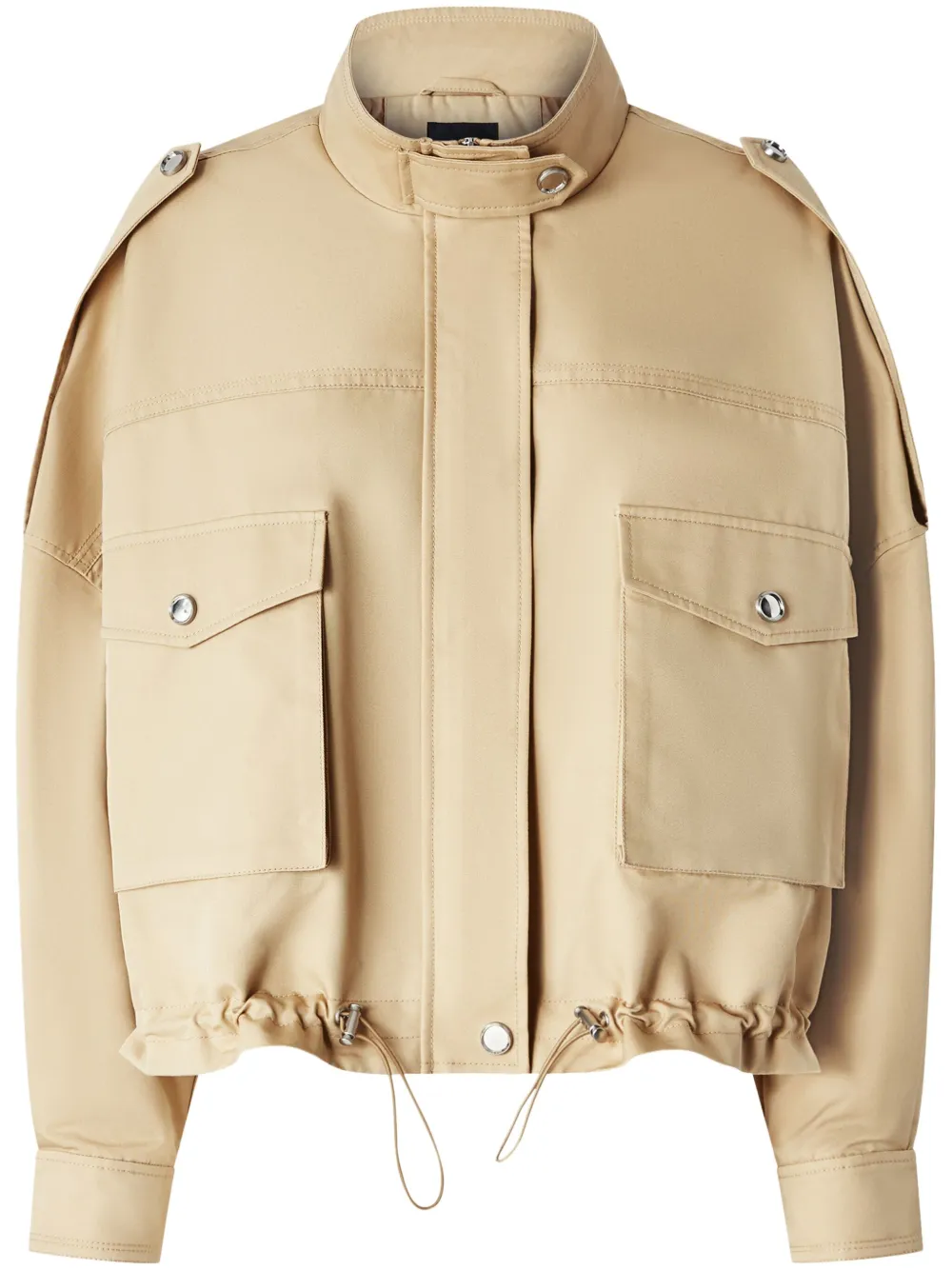 Pinko Cotton Blend Waterproof Jacket In Neutrals